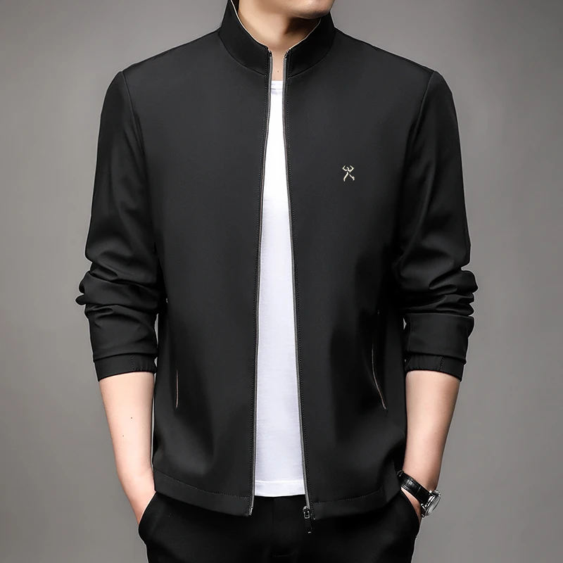 劲霸世家男装立领夹克2025秋季新款商务休闲茄克外套中青年百搭潮