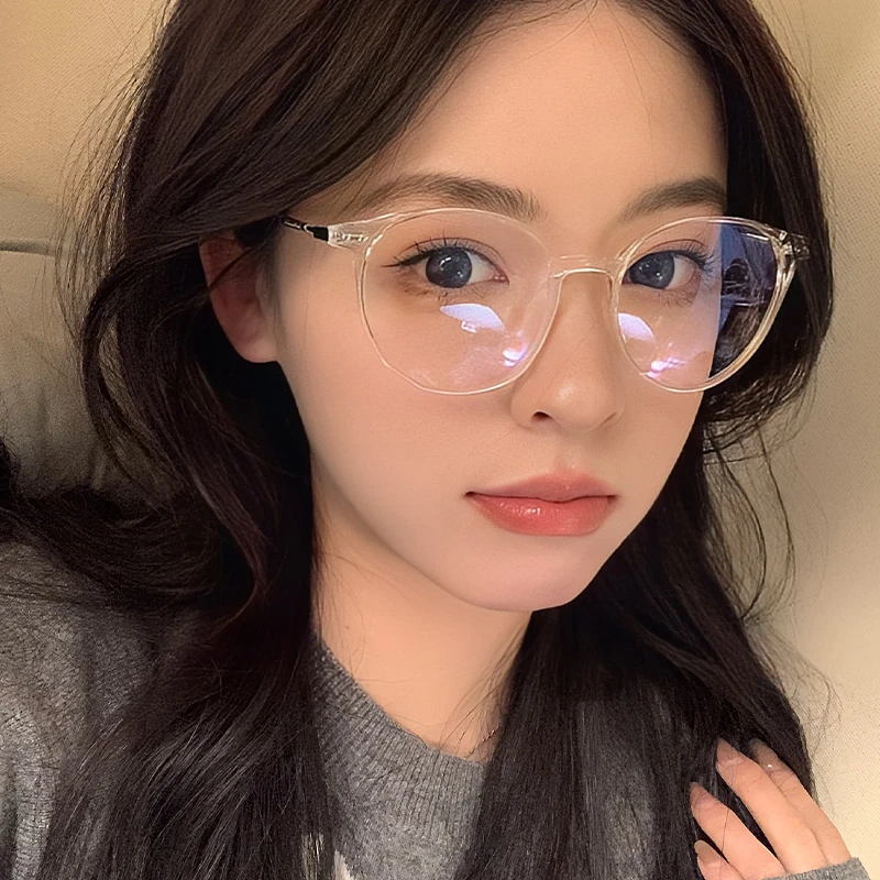 超轻透明圆框茶色眼镜框近视女专业网上配度数大脸显瘦素颜眼睛框