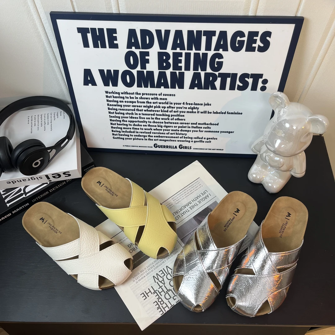 复古法式勃肯鞋包头半拖鞋女夏外穿2025新款镂空编织凉鞋厚底凉拖