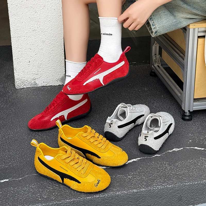 真皮软底复古德训鞋女2025新款百搭内增高休闲运动板鞋阿甘鞋