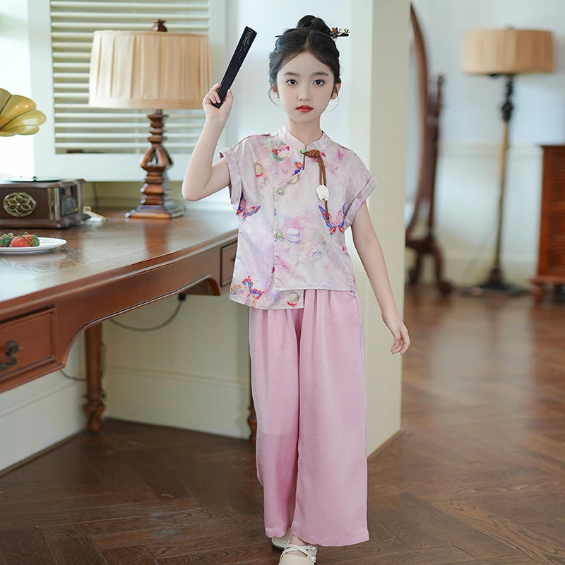 53885【东方绮梦】女童国风汉服2025夏季新款改良新中式套装小女孩