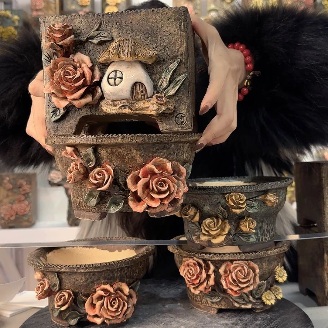 红陶心****青默花器花盆