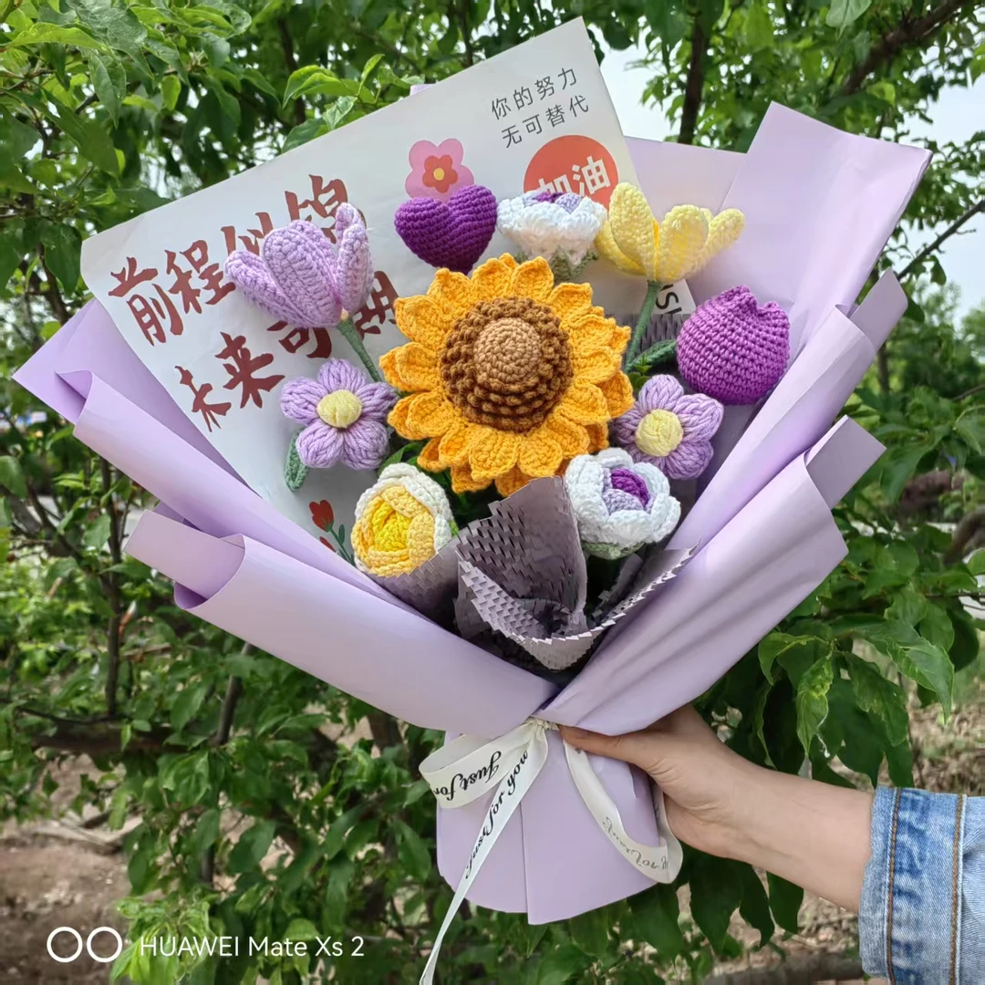 成品手工钩织毛线永生花毕业季教师节 创意款式礼品