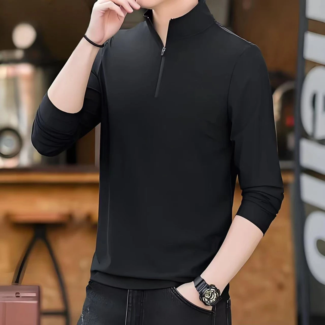 秋冬季加绒立领小衫长袖纯色修身 达