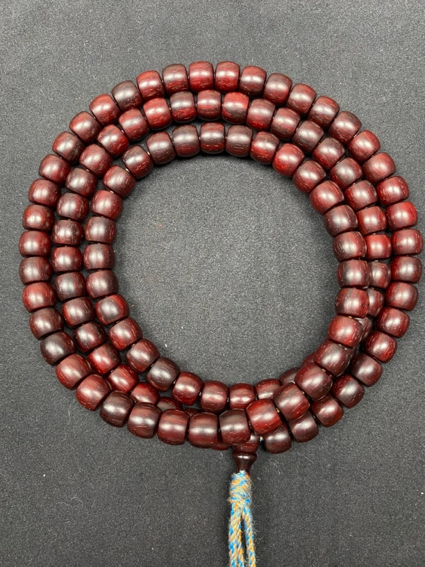 原生态无蜡无胶印度小叶紫檀7*8直切珠108颗泥料