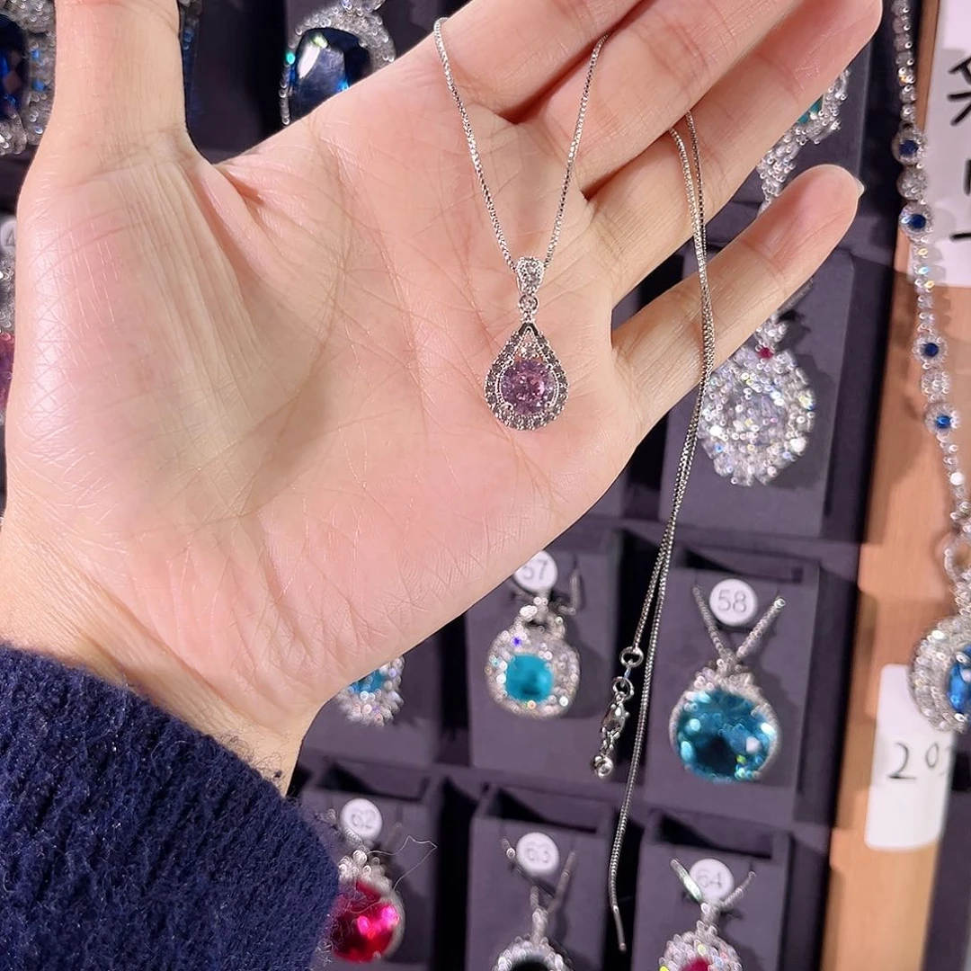 颈饰蓝宝石银S925镶嵌d 1