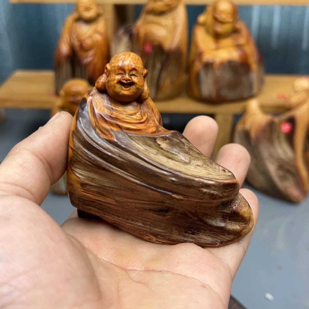 双***石木崖柏木摆件手把件