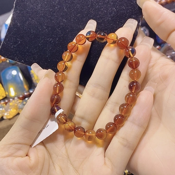 蓝珀未镶嵌珠宝奇石墨西哥红蓝手串7