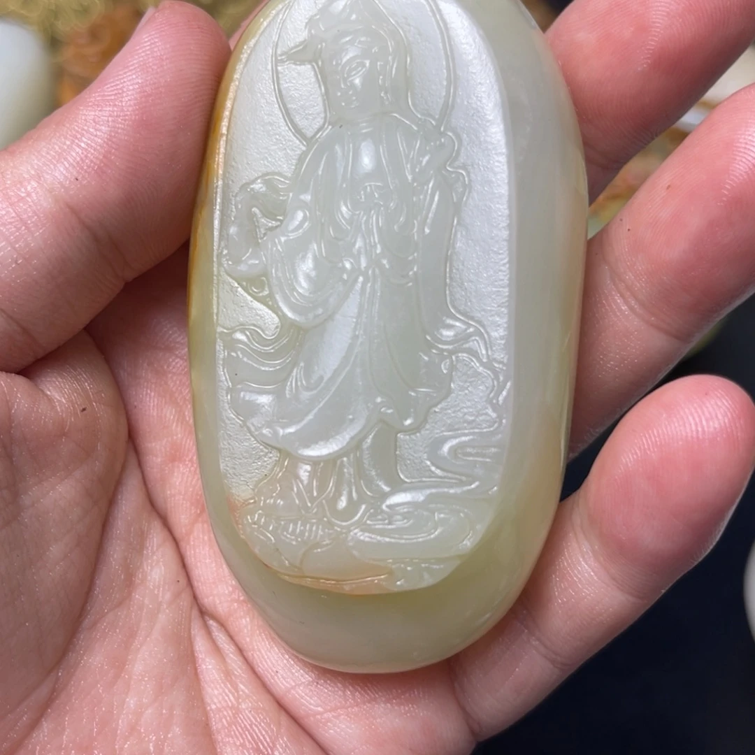逸***理石材天然方解石手把件不退换