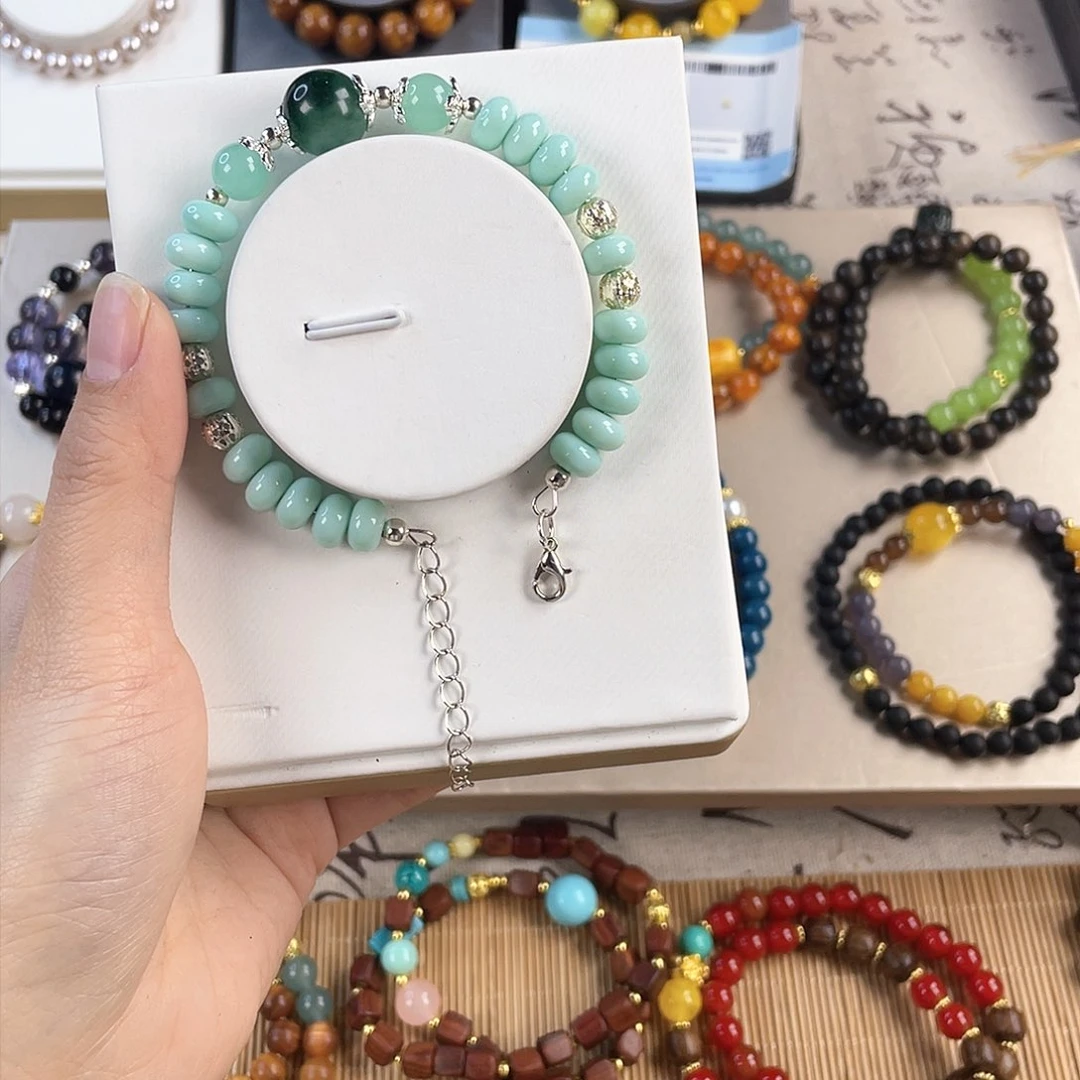 绿松石手饰银S925镀金镶嵌