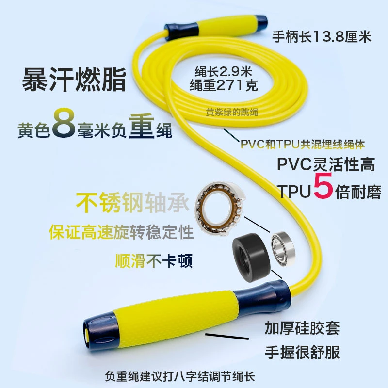 负重跳绳减肥成人燃脂专用减肥器材家用暴汗燃烧脂肪