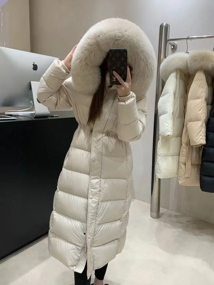 DARUI长款连帽休闲保暖羽绒服外套配手套可拆卸帽子009