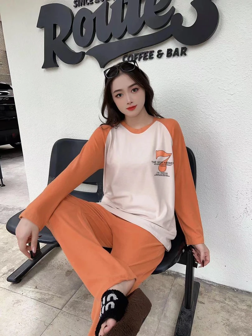 184新款秋冬季时尚舒适数字7休闲套装家居服