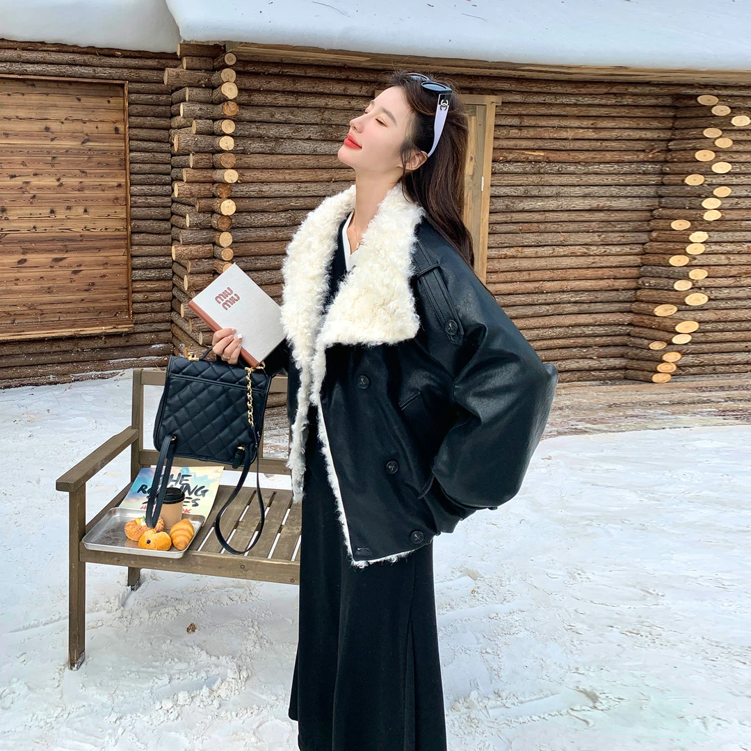 黑色又酷又飒加绒加厚皮衣外套女2025冬季新款爆款高级感机车夹克