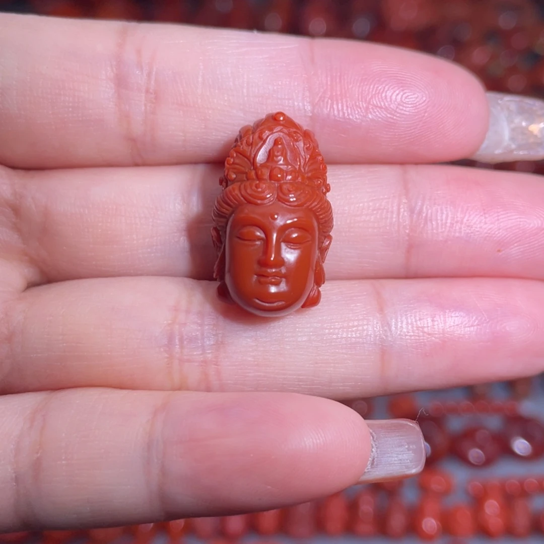 南红玛瑙未镶嵌苏工精雕观音头
