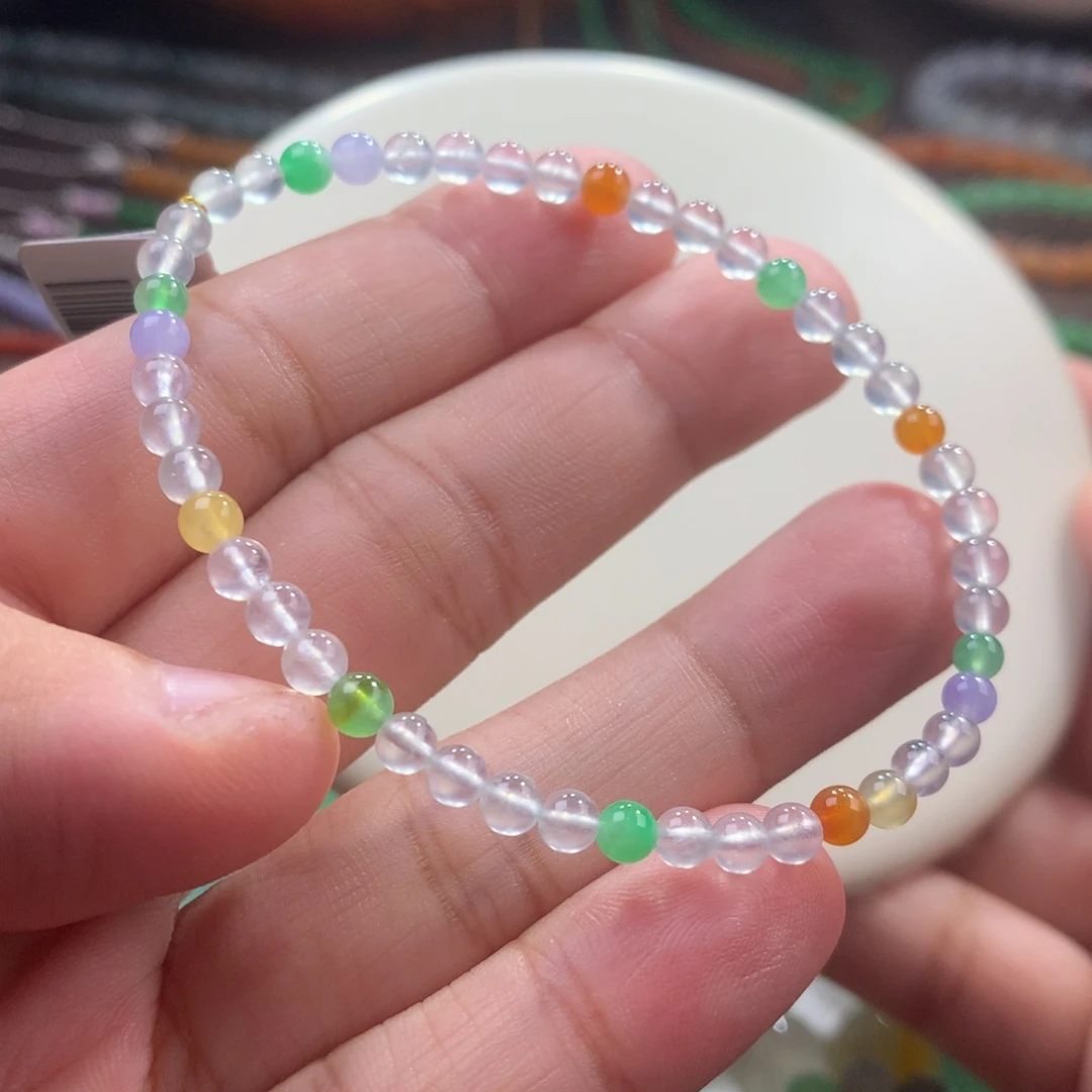 翡翠未镶嵌手链玻璃种茅台白刚多宝小米单圈卡3.7