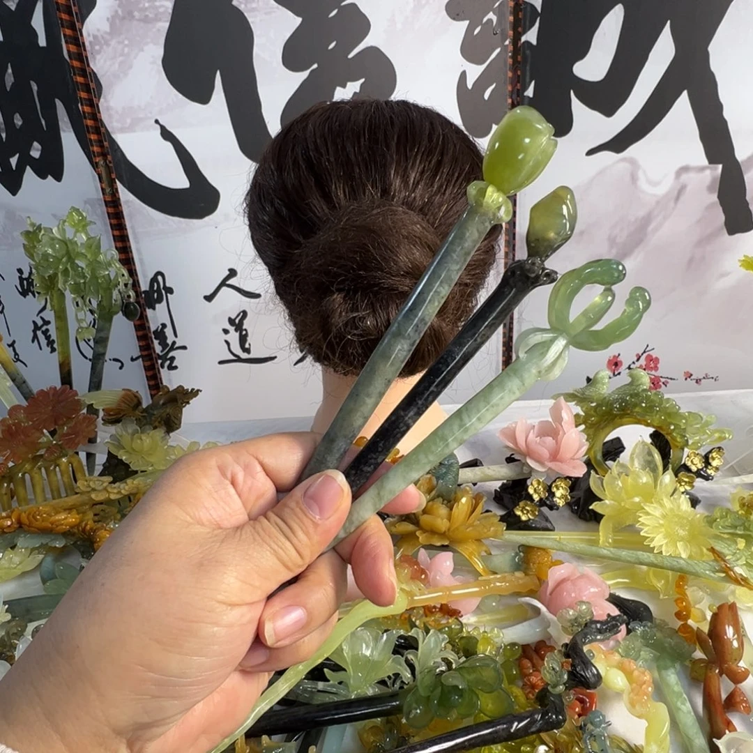 蛇纹石玉未镶嵌发饰