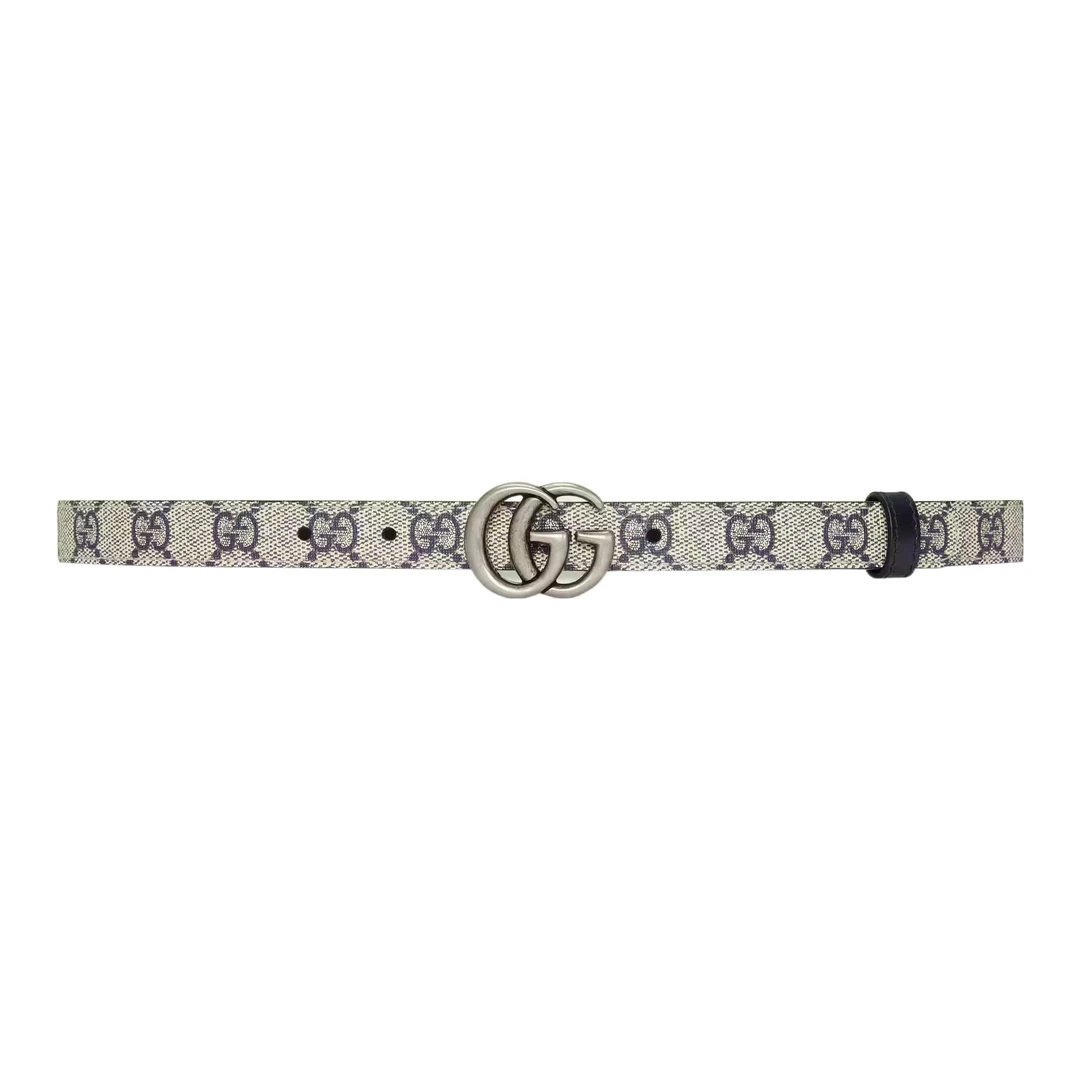 GUCCI 古驰 双G带扣双面窄版腰带  米色皮带 659418-92TIN-4075