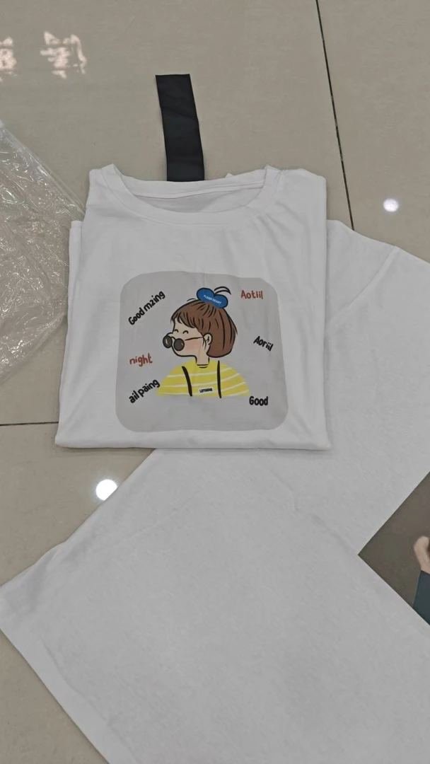 2025新款雪花棉休闲百搭宽松大码短袖印花T恤短袖圆领