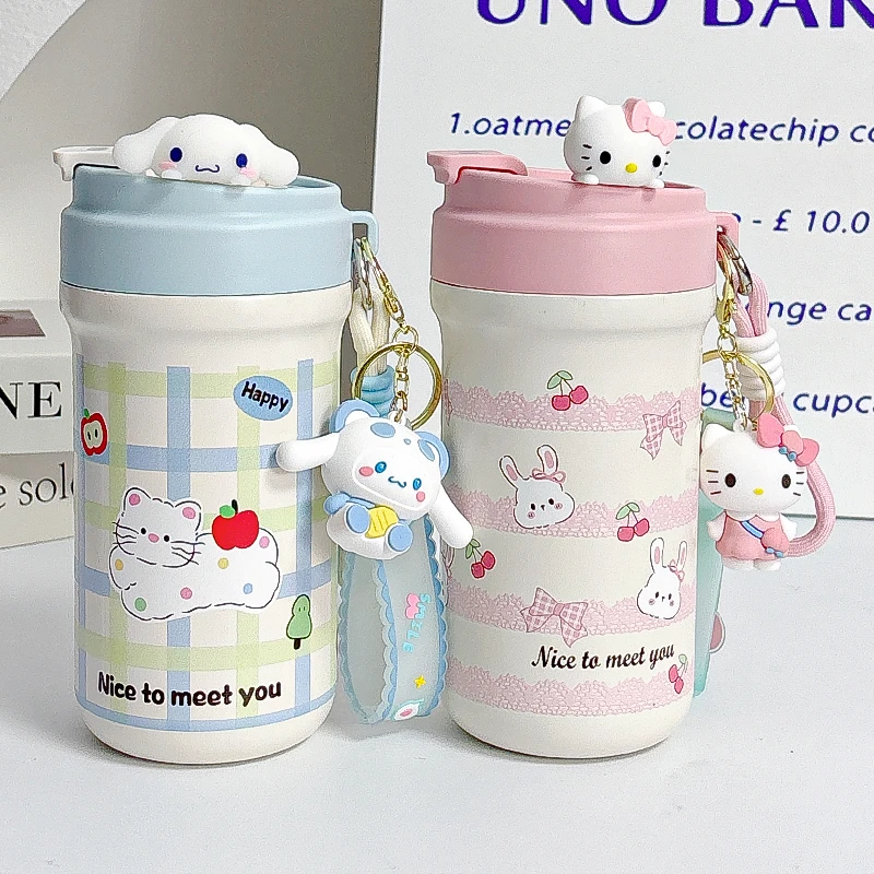 三丽鸥Kitty水杯316不锈钢吸管保温杯卡通高颜值学生大容量杯子