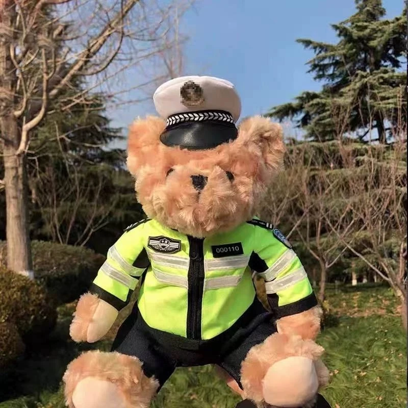 警察小熊公仔交警小熊玩偶制服警官服铁骑小熊泰迪熊毛绒玩具礼物