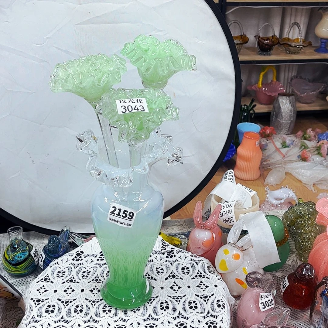 3朵夜光花1花瓶 家悦琉璃工艺品