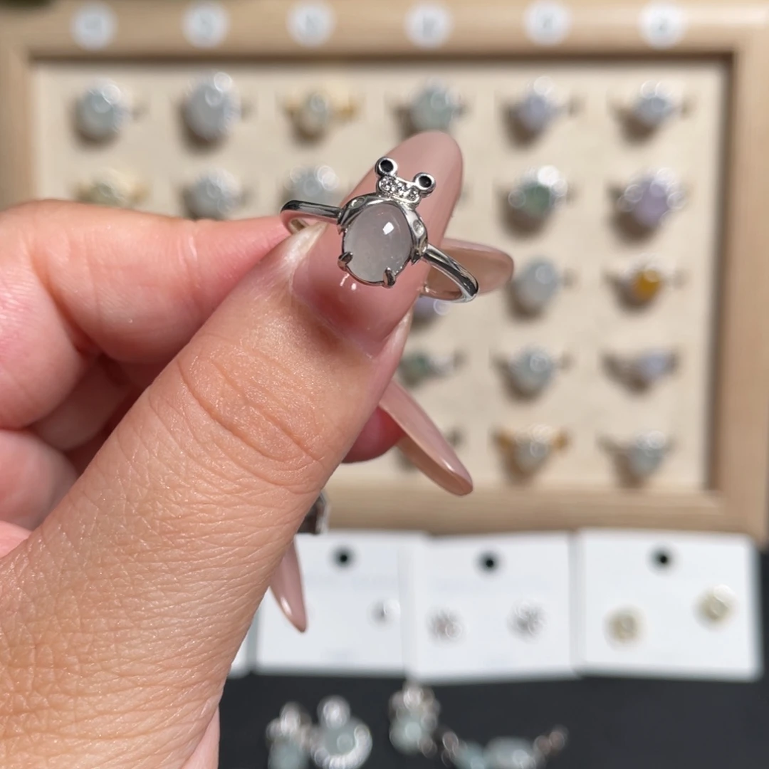 翡翠戒指银S925镶嵌戒指