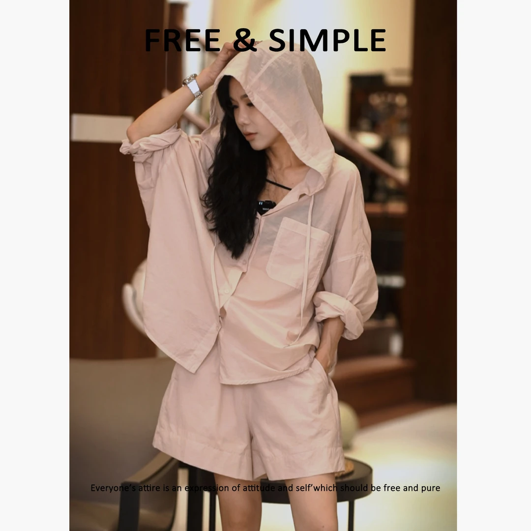 Free&Simple-‘暮春色’极简时尚春季小清新感气质款短裤套装-70702