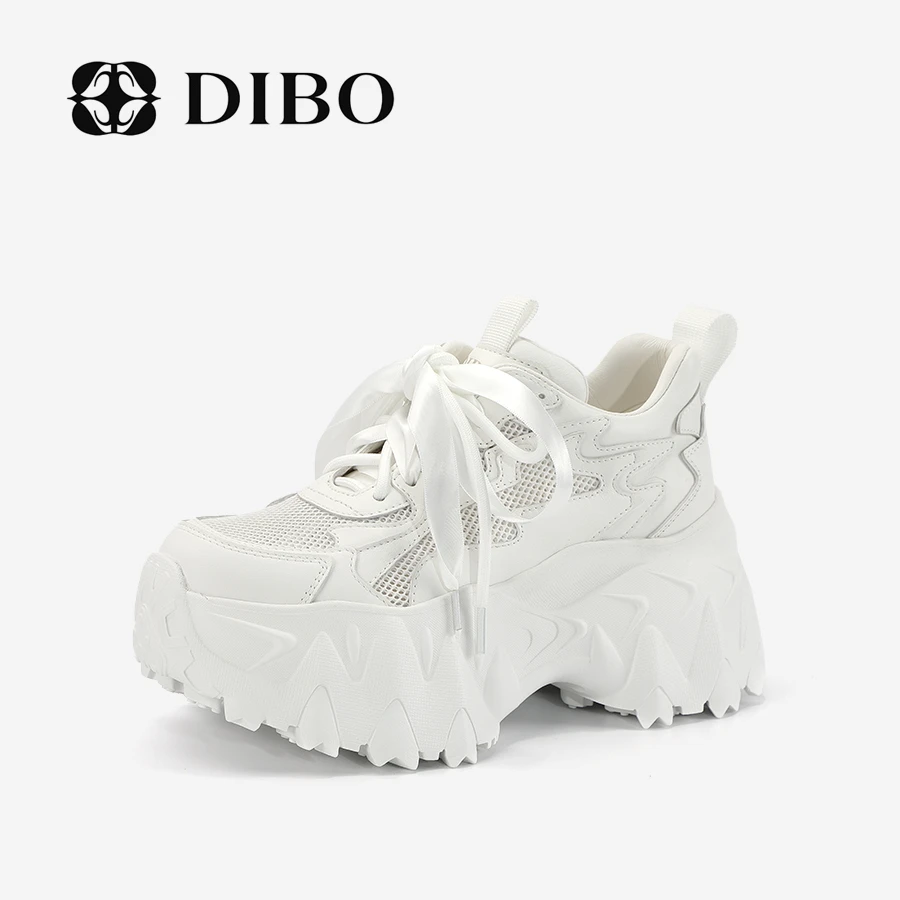 DIBO碲铂 绸缎晨雾 粗网面透气双系带厚底休闲鞋时尚韩版25218360