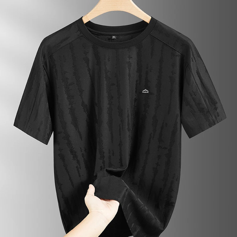 【68.6%棉】夏季大码男士吸汗透气T恤衫简约圆领纯色亲肤上衣5101