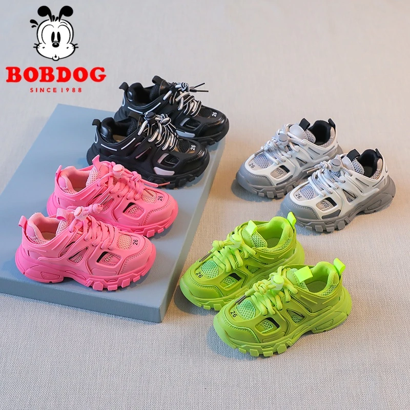 Bobdog/巴布豆2025年春季新款网面透气老爹鞋软底百搭休闲运动鞋