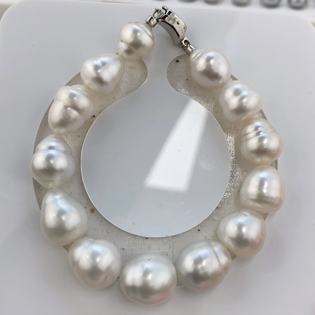 未镶嵌裸珠海水珍珠澳白手链11-14