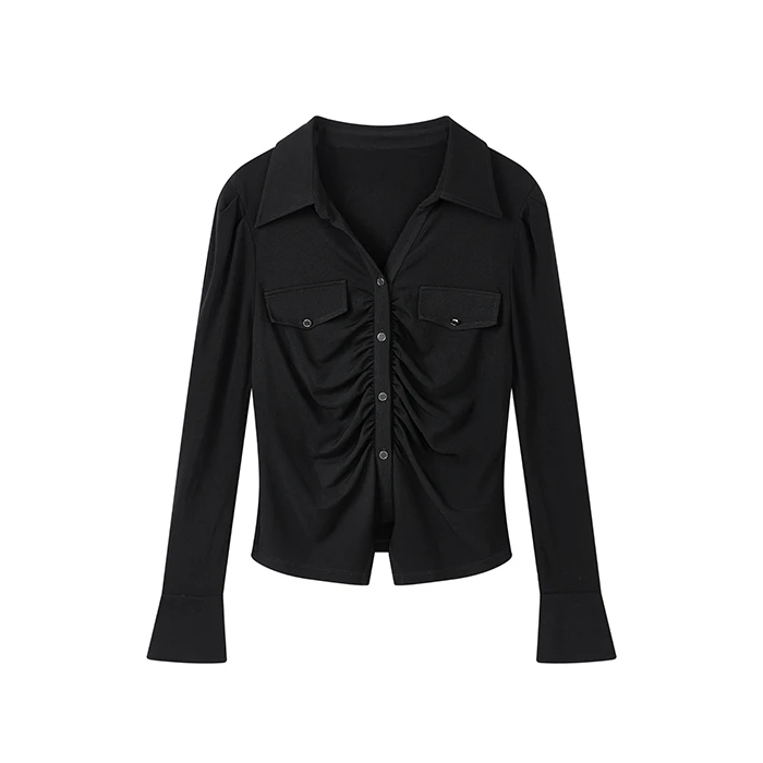 【达人专属】气质修身质感通勤醋酸上衣显瘦衬衣N1036