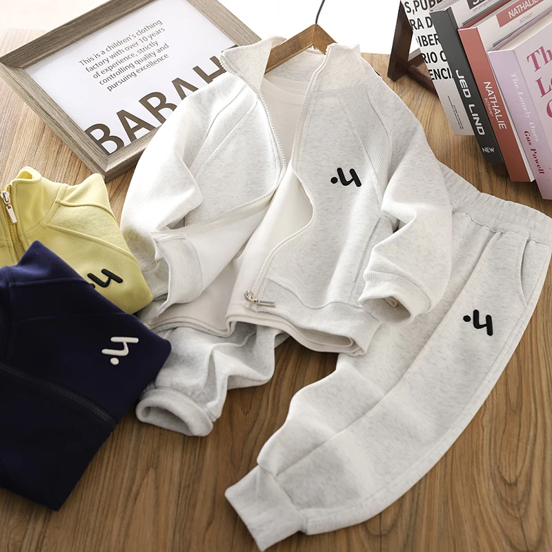 男童春季套装2025新款儿童外套裤子两件套春秋中大童拉链衫运动服