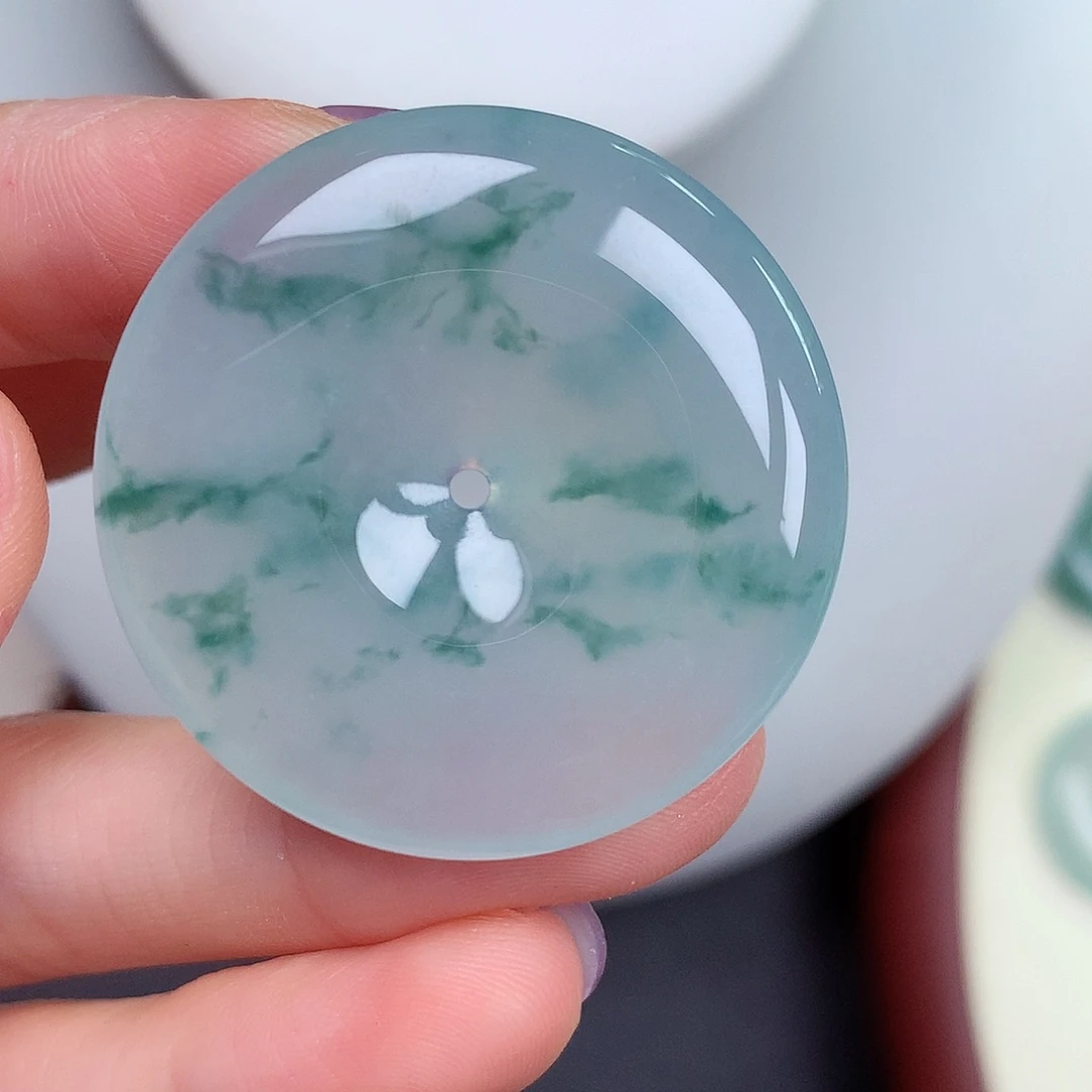 翡翠未镶嵌颈饰平安扣 34.7-5.8mm