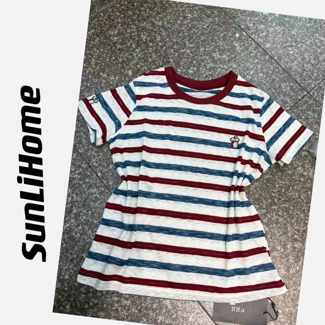 SL-【可乐瓶条纹半袖】6080#韩版休闲半袖简约风