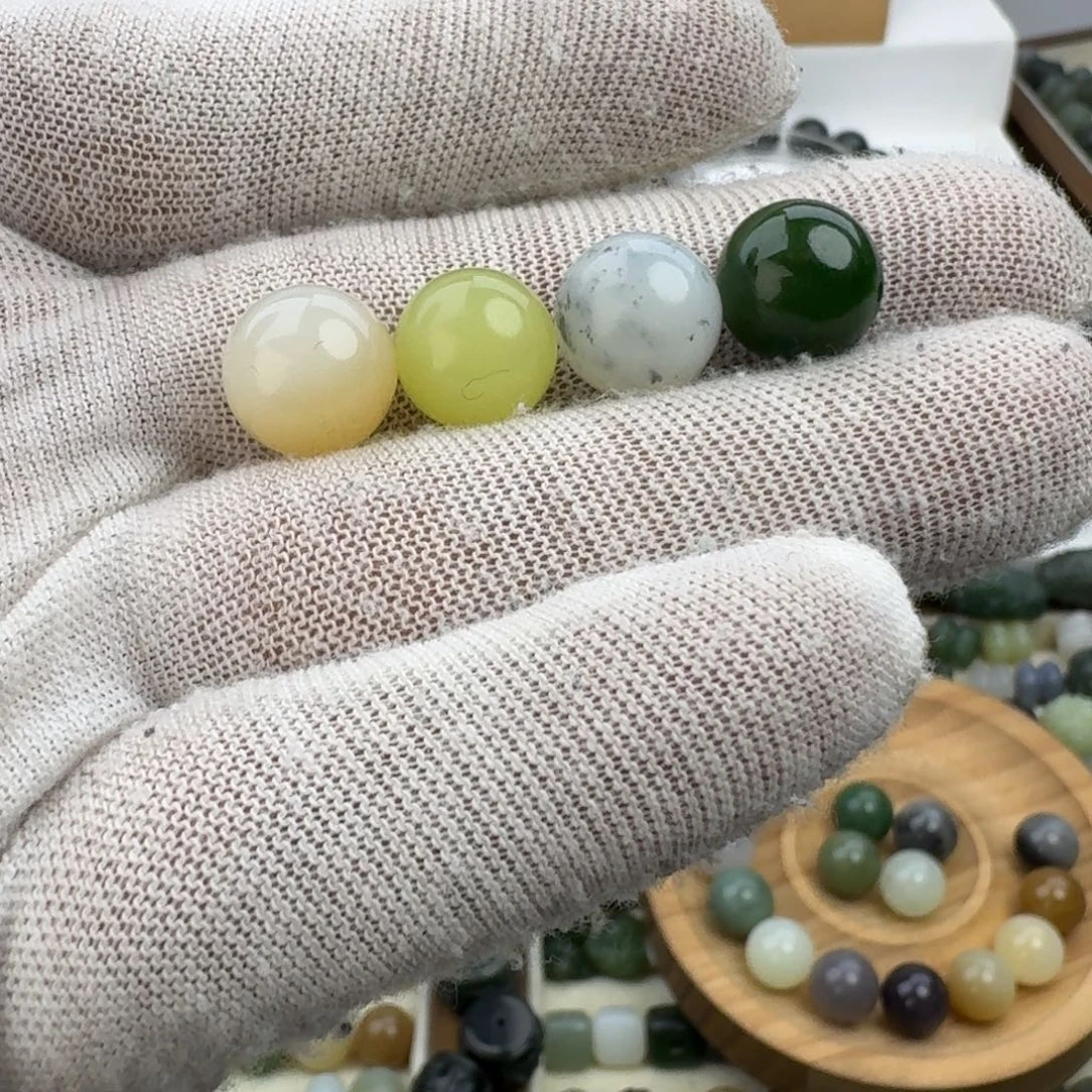 千***崖和田玉未镶嵌珠宝半成品和田玉单珠12㎜4颗