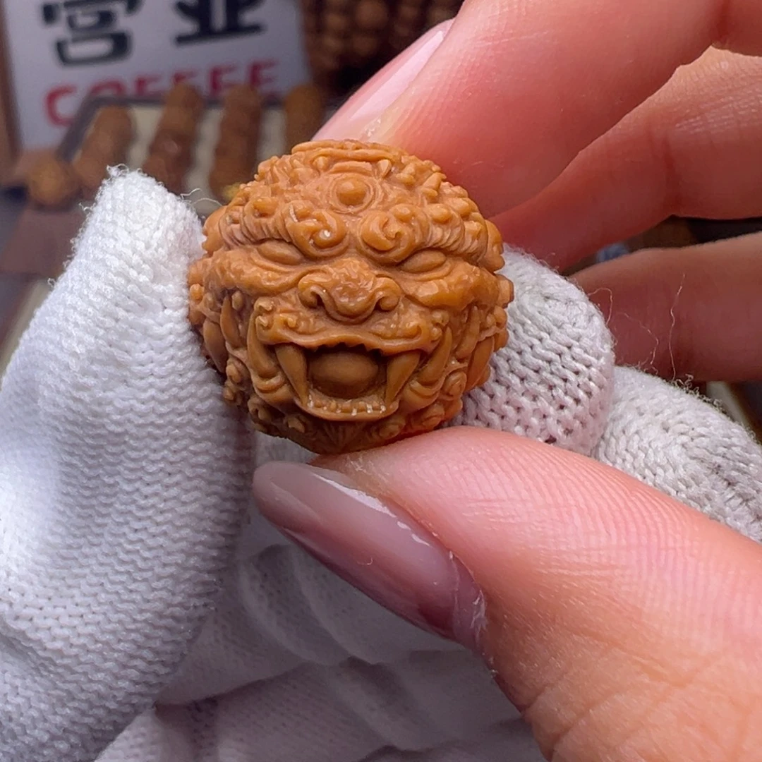 把件猴头核桃精修款唐狮全品有正常封口线