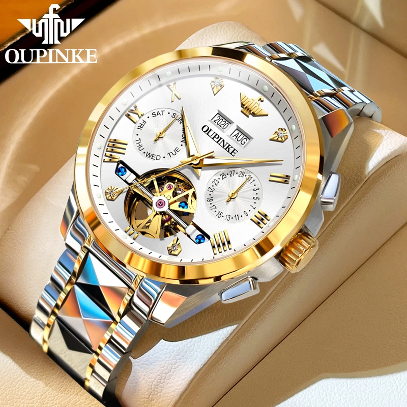 欧品客名表高档多功能百搭时尚大表盘全自动男士腕表机械手表3186