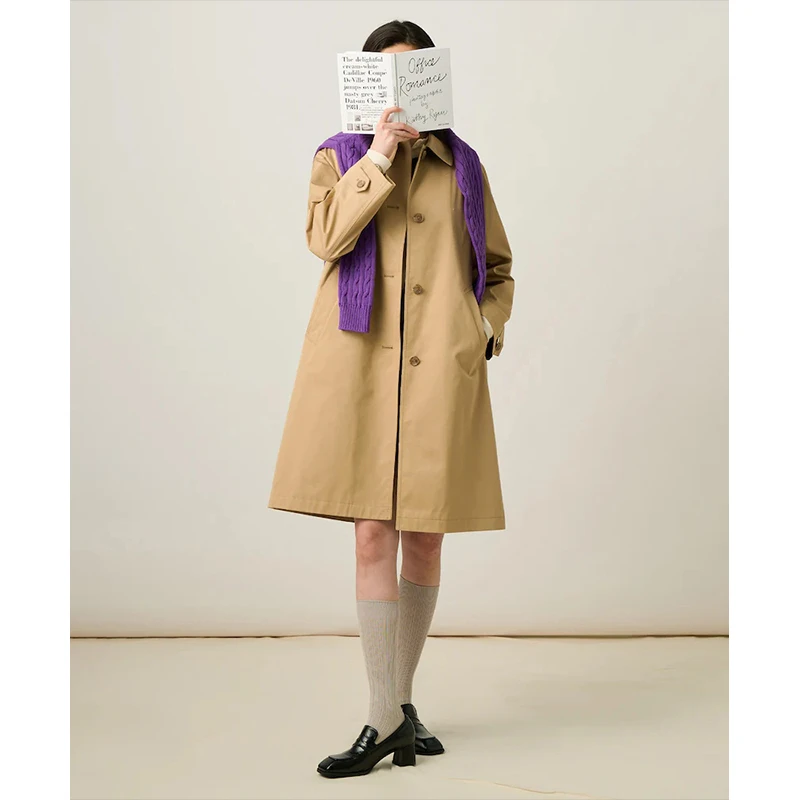 【新品】滨波 25早春老钱风女士中长款知识分子风衣外套BF523TC01