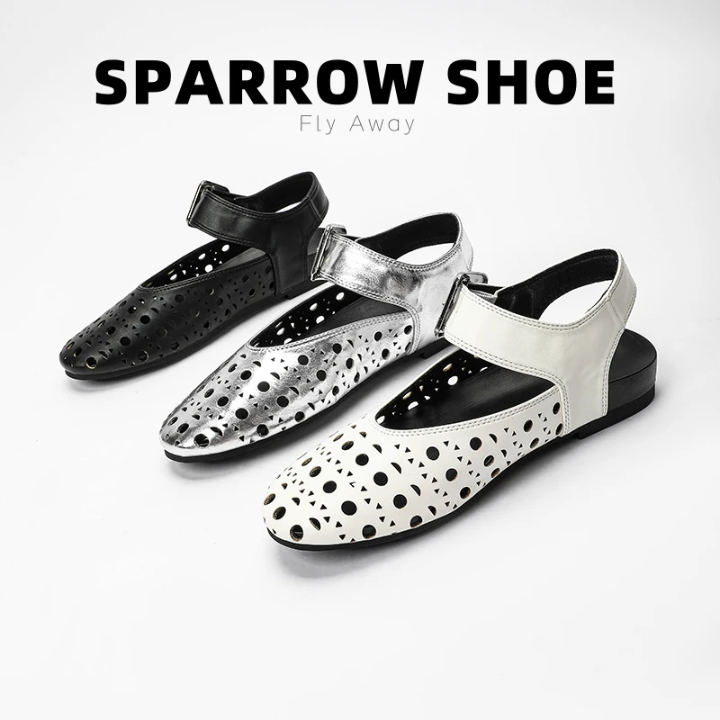 【山雀设计】羊皮镂空超软底凉鞋2025夏新款女鞋运动玛丽珍百搭单鞋