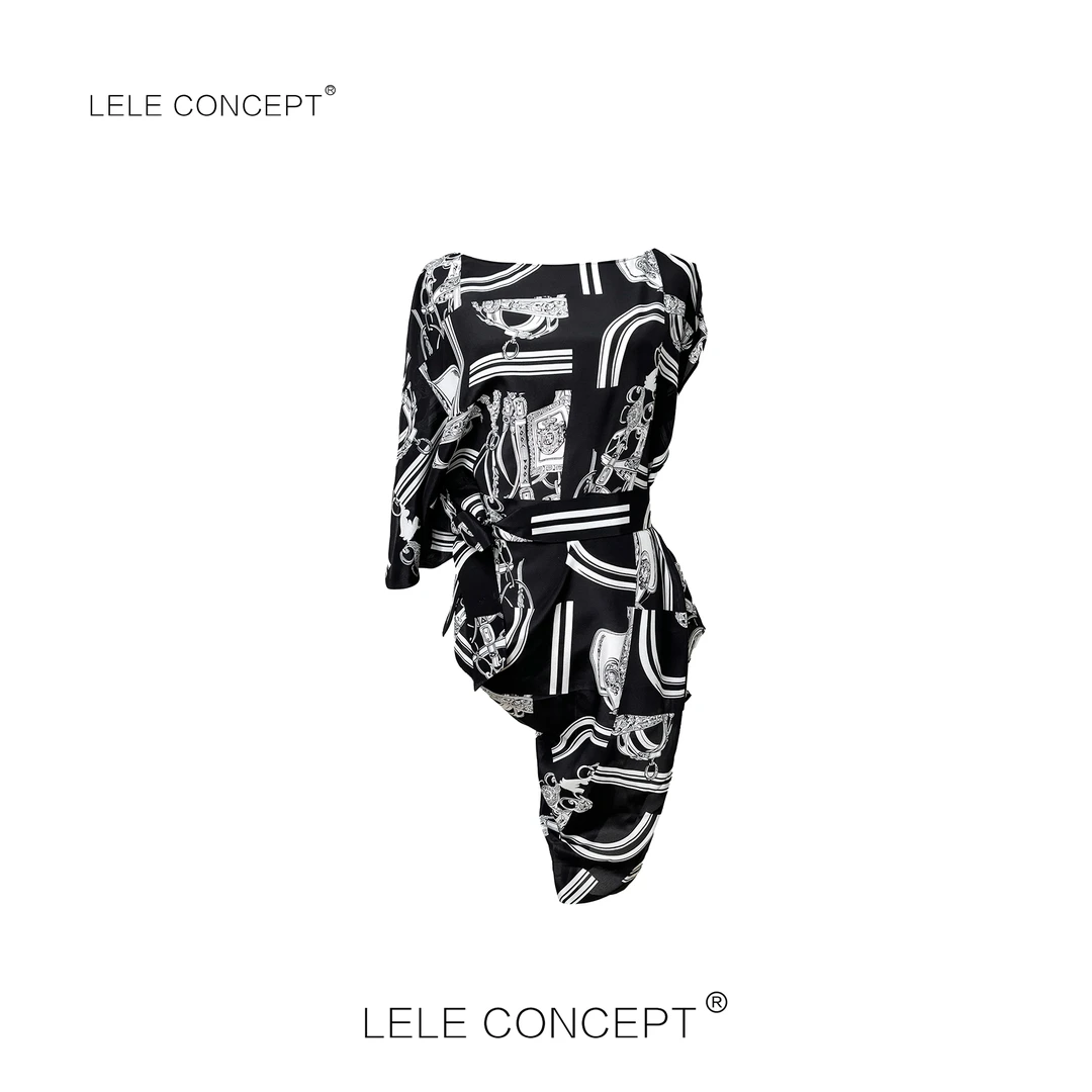 LELE CONCEPT丨【如一】小众设计师不规则款链条图案系带上衣S0990