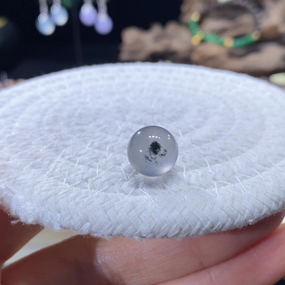 翡翠未镶嵌颈饰翡翠黑杠圆珠12mm