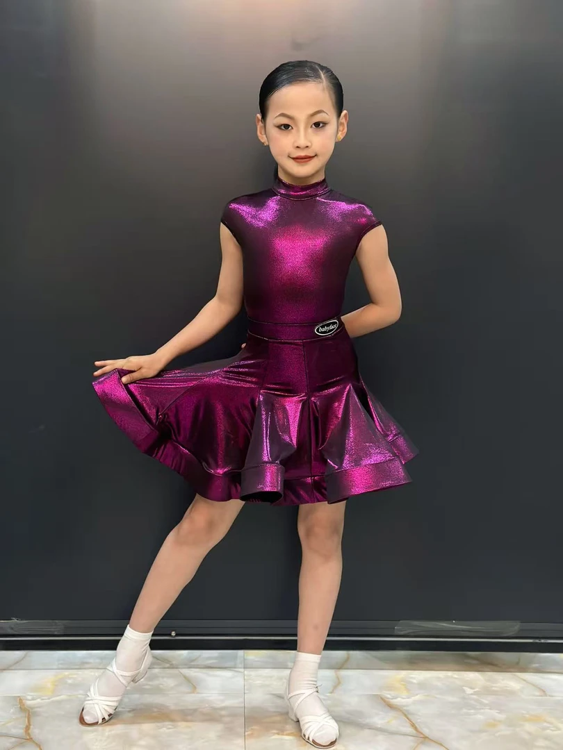 【直播活动】新款玫瑰色点金面料 贝壳袖小高领 拉丁赛服