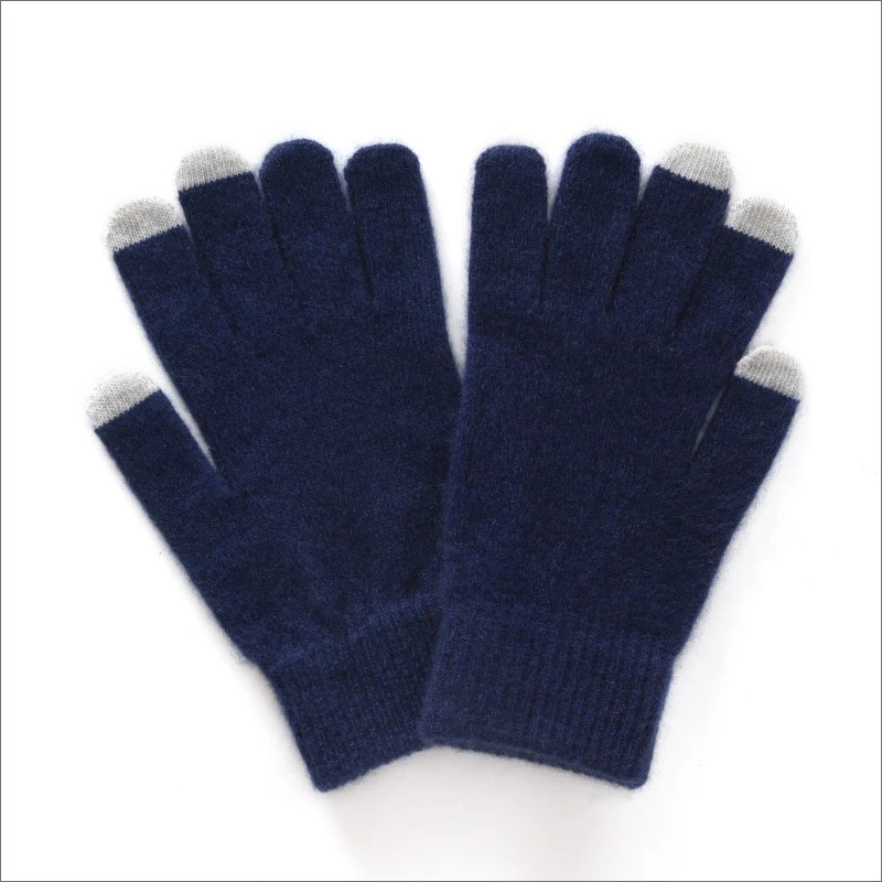 可触屏纯羊绒手套男女同款尾纱编织颜色有浮动