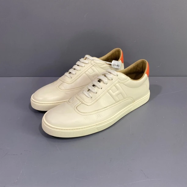 95新 Hermes/爱马仕 42.5码 爱马仕白橙板鞋穿几次 全新一万 秒价