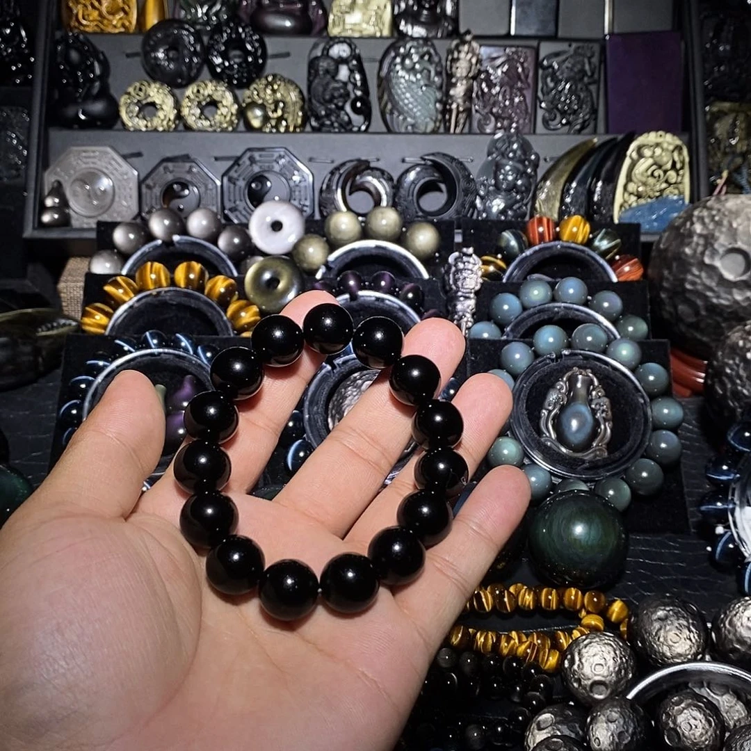 如***常黑曜岩未镶嵌手链