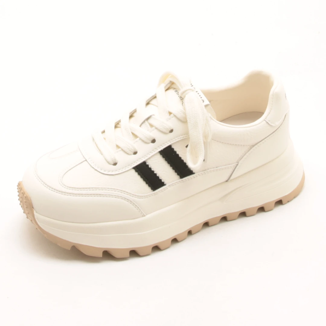 5881春季新款系带真皮运动休闲鞋女轻便厚底舒适跑步阿甘小白鞋