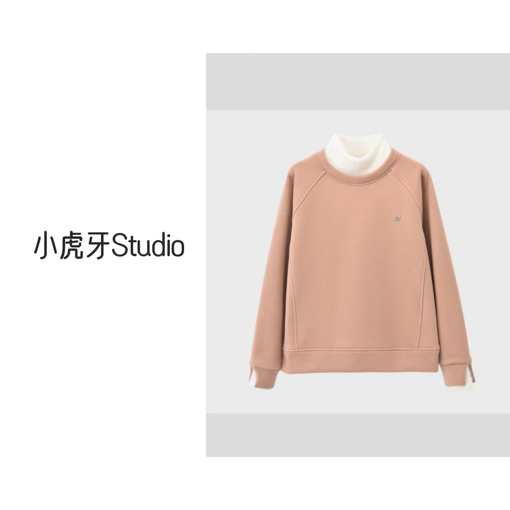 『小虎牙Studio』外贸2024秋冬新款洒金假两件加绒加厚卫衣-A1675