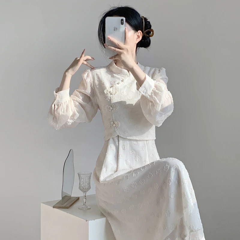 锡特帕第新中式旗袍春装新款年轻款日常可穿小众气质假两件连衣裙